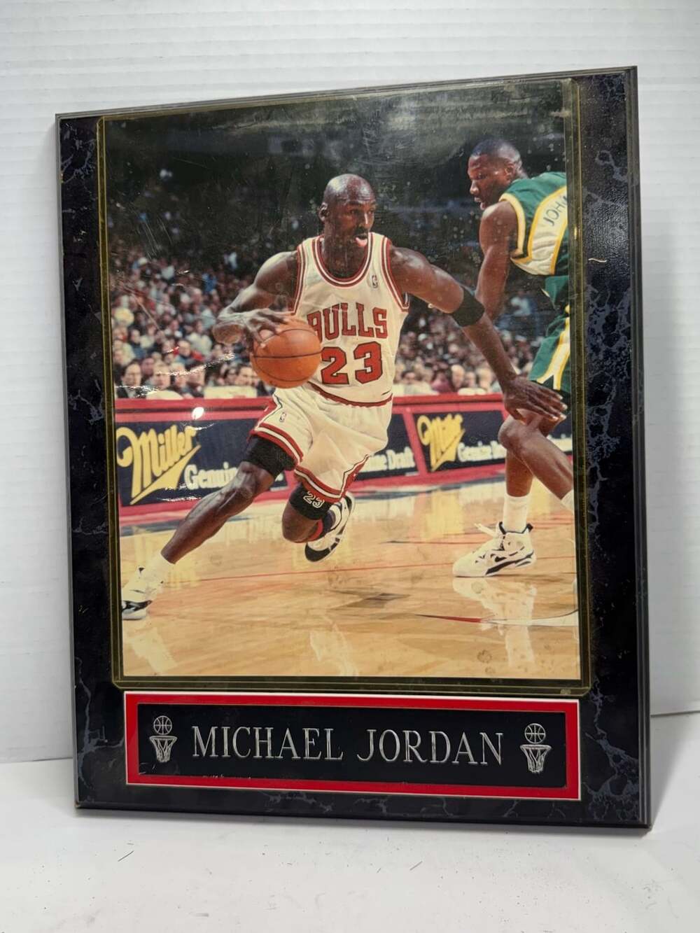 Vintage Michael Jordan Chicago Bulls Action Photo Collectible Sports Plaque